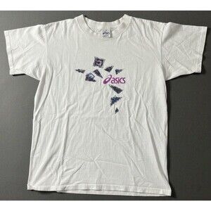 VTG Asics Volleyball White T-Shirt Men’s L Sportswear Graffiti Single Stitch